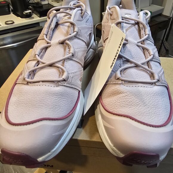 Salomon XT-6 Expanse LTR Leather Sneakers L47574400 Cloud Gray Lilac Mens 11 NEW - Picture 4 of 14
